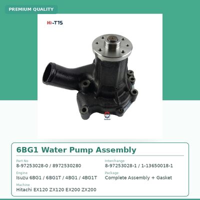 6BG1 इसुजु इंजन वाटर पंप असेंबली 8-97253028-0 8972530280 हिताची EX200 ZX200 EX120 ZX120 एक्सकेवेटर के लिए प्रतिस्थापन